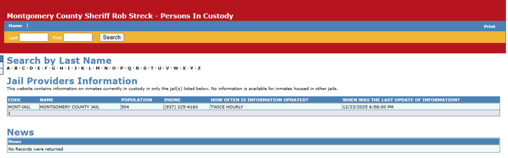 Recent Arrest Lookup in Montgomery County, Ohio